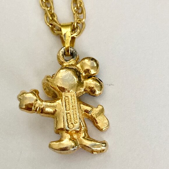 Vintage Disney Mickey Mouse Necklace Pendant Gold Plated 20" Disneyana Signed - Picture 5 of 9